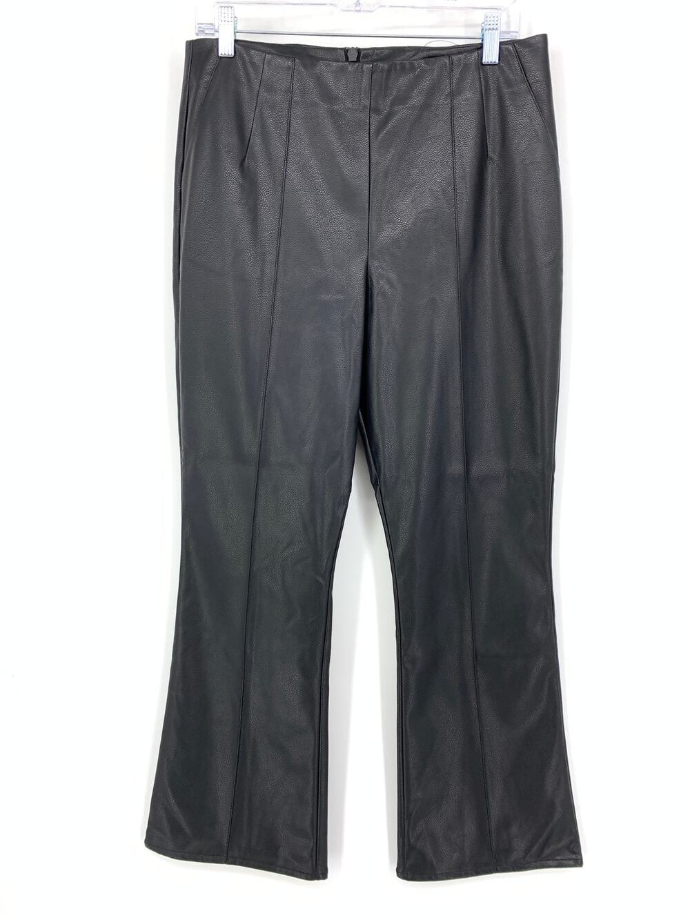 French Connection Pants Women's Sz 8 Claudia Stretch Faux Leather Trouser Black